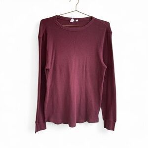 GAP Dark Maroon Waffle Knit Long Sleeve – Classic Cotton Crew L